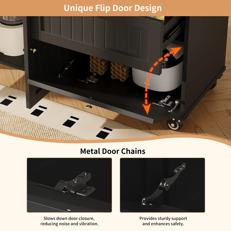 Rolling Mobile Kitchen Island Cart with Drawer and Storage Cabinet, Drop Leaf Breakfast Bar with Towel Rack, 121L x 70W x 88H cm, Black