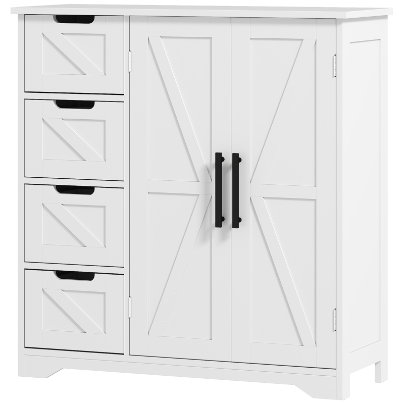 HOMCOM Badezimmermöbel, Aufbewahrungsmöbel, mit 4 Schubladen, 1 Schrank, für kleine Räume, 81,2 x 30 x 83,8 cm, weiß