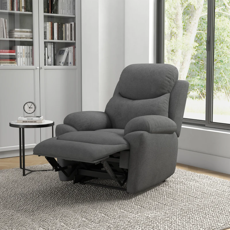 HOMCOM Relaxsessel Liegesessel Fernsehsessel, Liegefunktion Leinenoptik, 93 cm x 88 cm x 102 cm, Grau