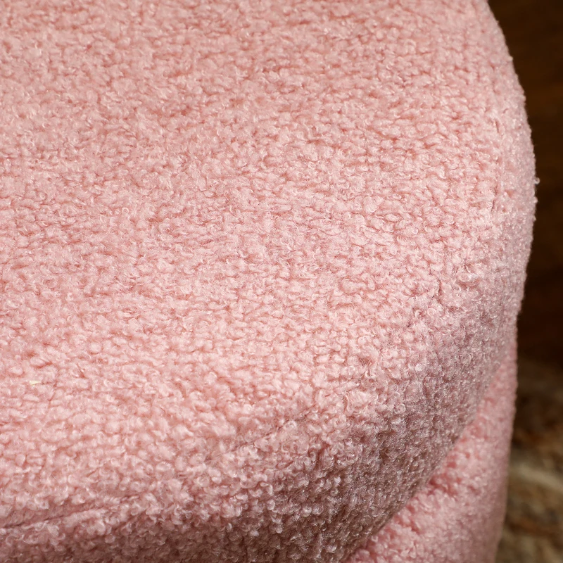 HOMCOM Taburete, redondo, felpa de peluche, estructura de metal, hasta 120kg, Φ40x45H cm, Rosa