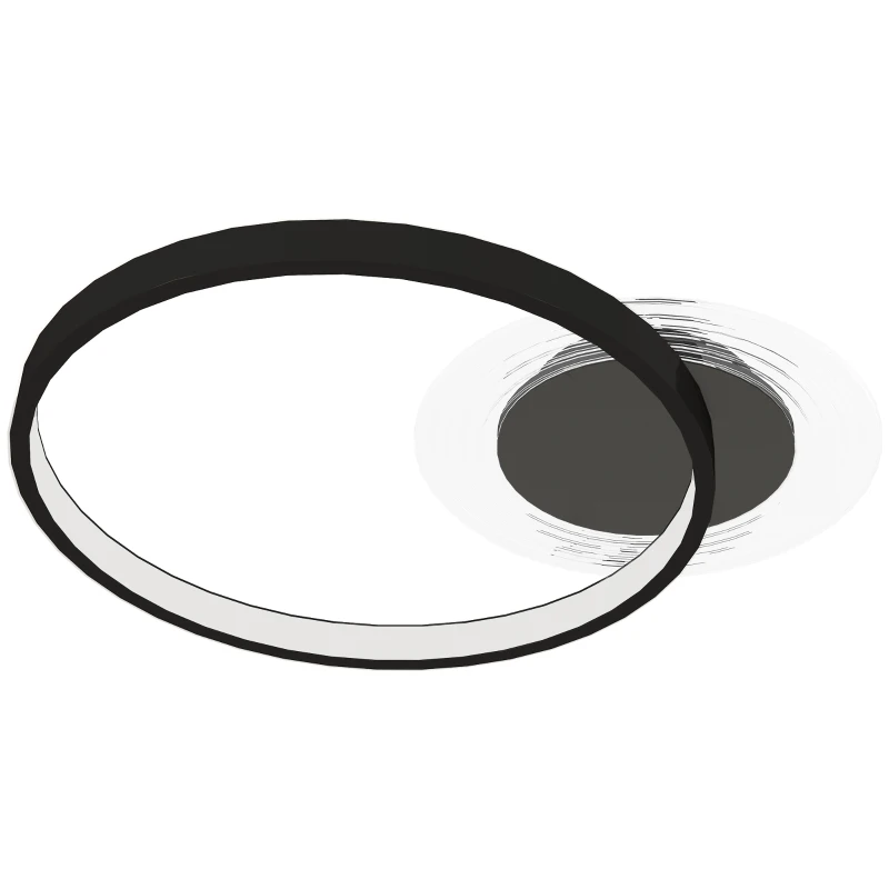 HOMCOM Lampă de tavan LED Modernă de 40W cu 2 Inele și Lumină Reglabilă, Negru