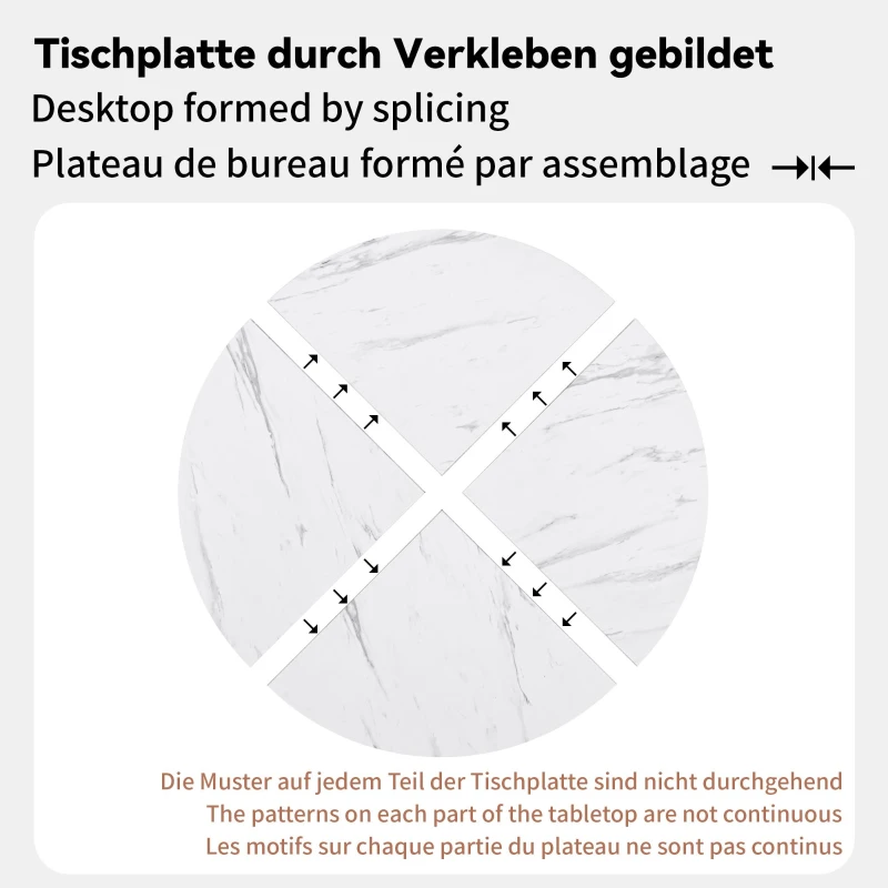 Round Marble Dining Table Set with Gold Metal Legs and 4 Ergonomic Velvet Chairs, Table Top Radius, 100L x 100W x 75H cm, White+Green