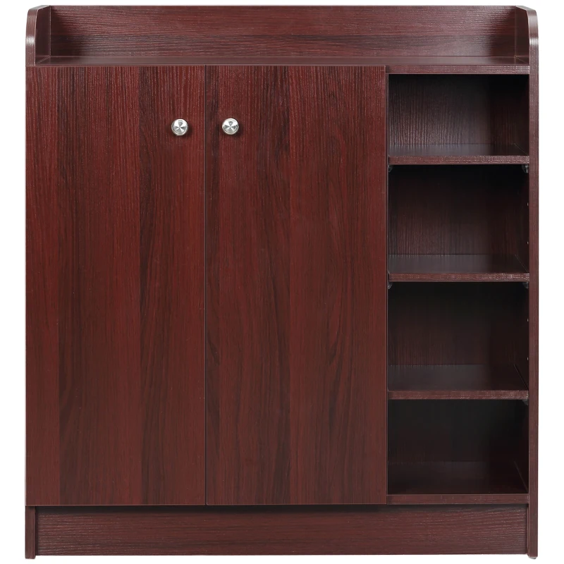 HOMCOM Armadio Scarpiera Moderno e Salvaspazio in Legno per 12 Paia con 4 Ripiani Aperti, 83x30x90 cm, color Caffè