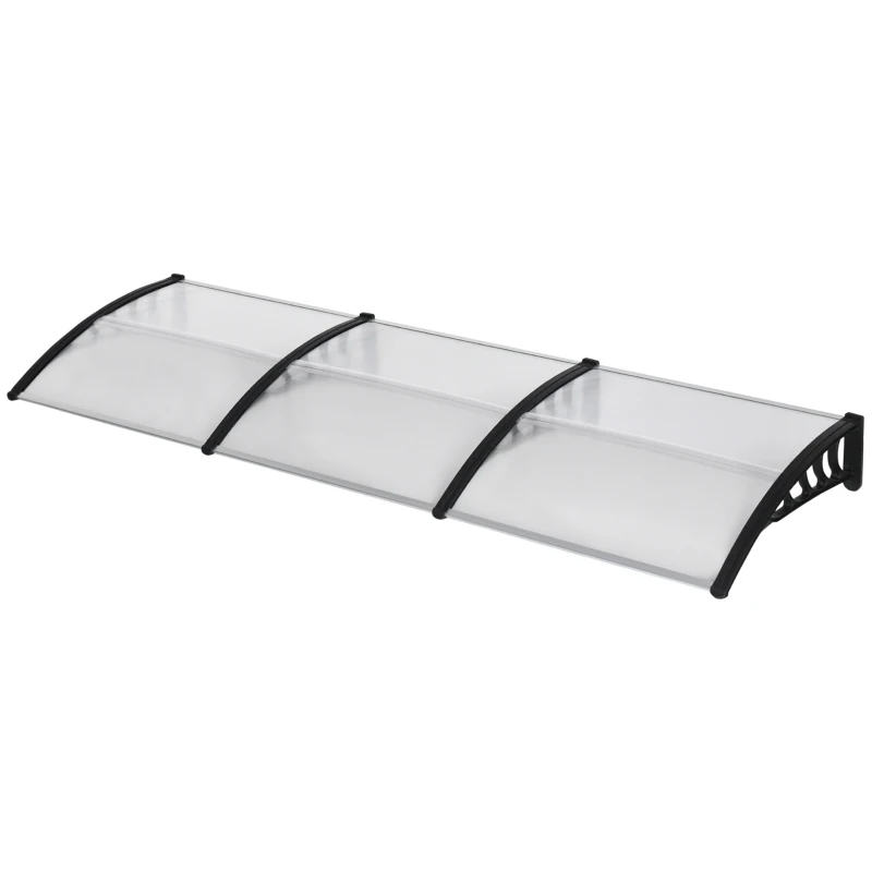Outsunny Acoperiș din Policarbonat și Aluminiu pentru Balcoane, Ferestre și Uși, Pensilină Exterioară cu Suport din PP, 303x96x27 cm, Transparent
