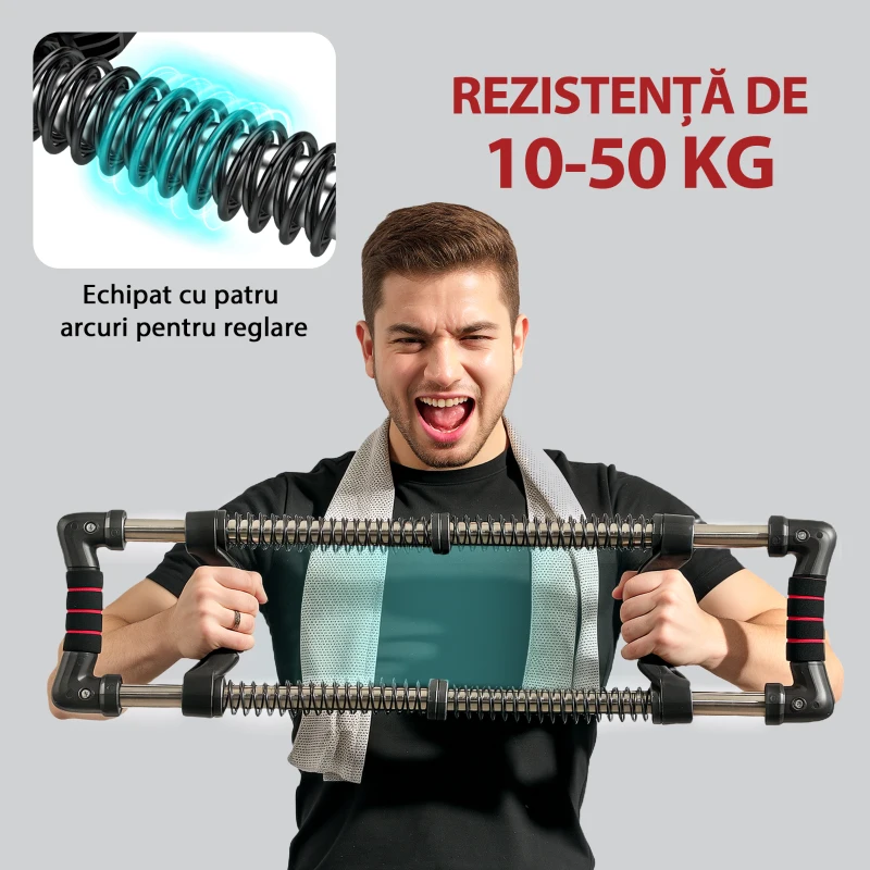 SPORTNOW Extensor pentru Piept cu Rezistență Reglabilă între 10-80kg, 80x22x5 cm, Negru