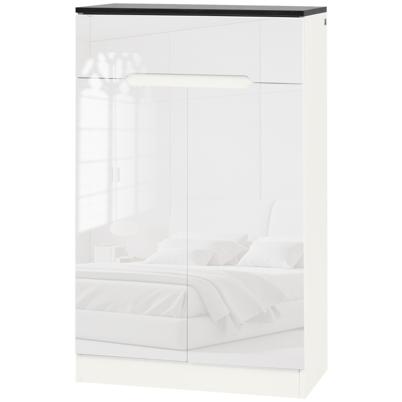 HOMCOM Scarpiera Slim da 12 Paia max per Ingressi con 3 Ripiani Regolabili e Cassetto, in Truciolato Bianco, 60x32x100 cm