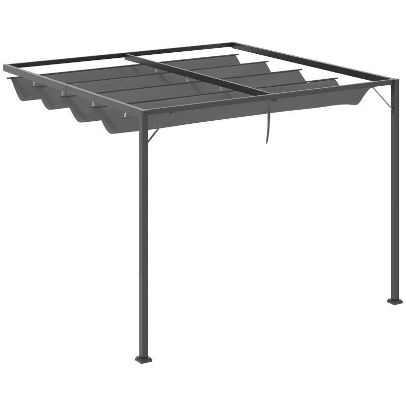 Outsunny 3 x 3 m Pergola, with Sliding Canopy - Grey
