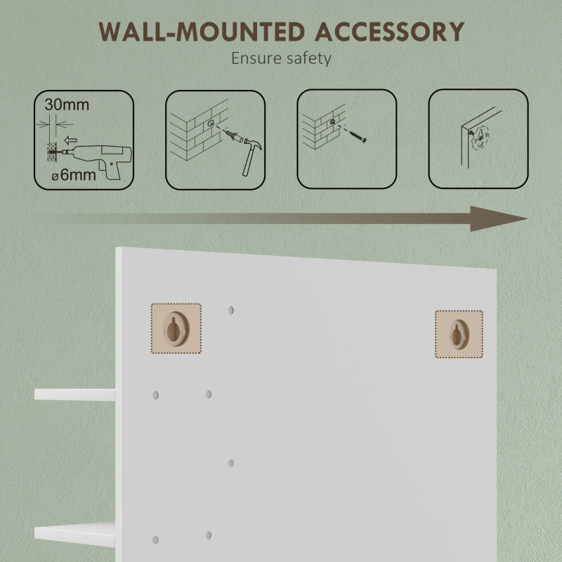 HOMCOM Oglindă de Baie cu 4 Rafturi de Depozitare pentru Machiaj, 45x15x58.5 cm, Alb