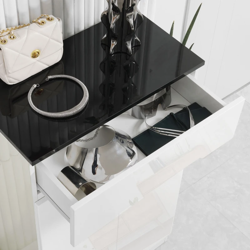 HOMCOM Scarpiera Slim da 12 Paia max per Ingressi con 3 Ripiani Regolabili e Cassetto, in Truciolato Bianco, 60x32x100 cm