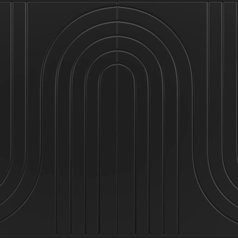 Wave Design Sideboard with Golden Handles and Feet, Multifunctional Storage Cabinet, Easy Maintenance, 152L x 40W x 75H cm, Black