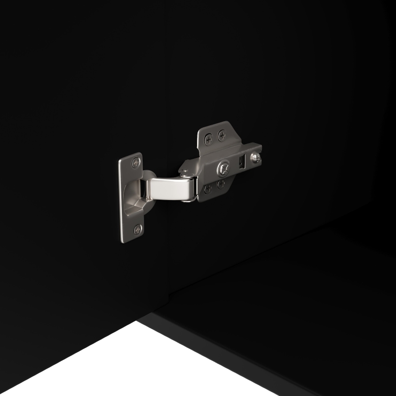 Wave Design Sideboard with Golden Handles and Feet, Multifunctional Storage Cabinet, Easy Maintenance, 152L x 40W x 75H cm, Black