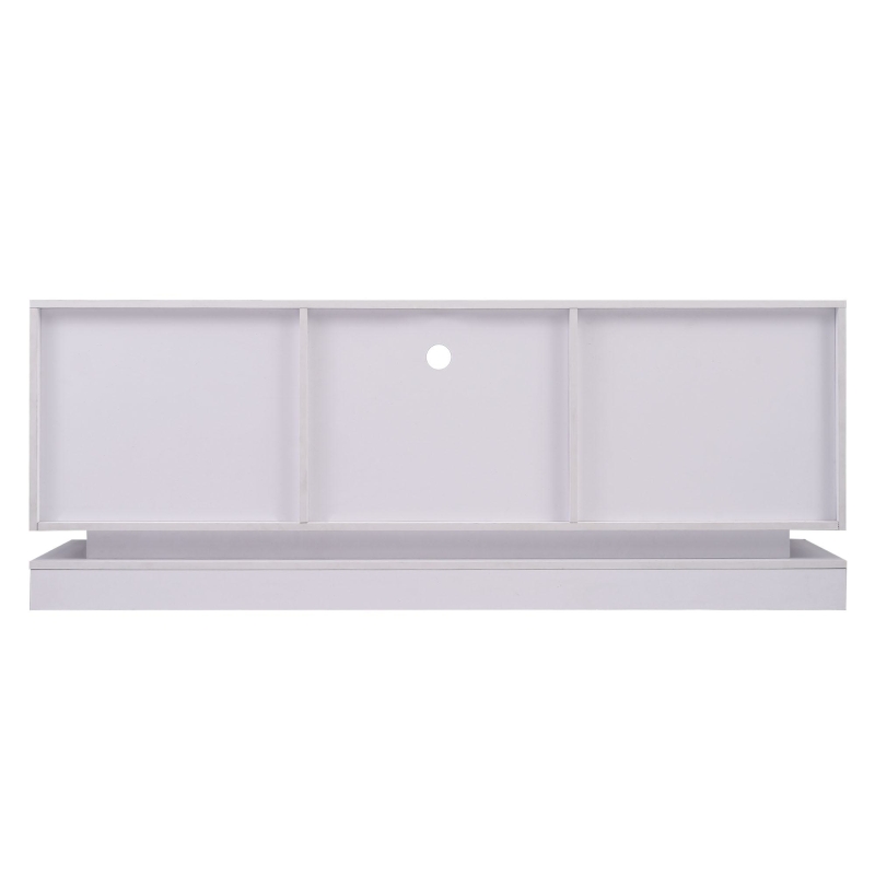 High Gloss TV Cabinet Stand with Smart LED Lighting, Particle Board Entertainment Centre for 70" TV, 160L x 38.5W x 60H cm, White