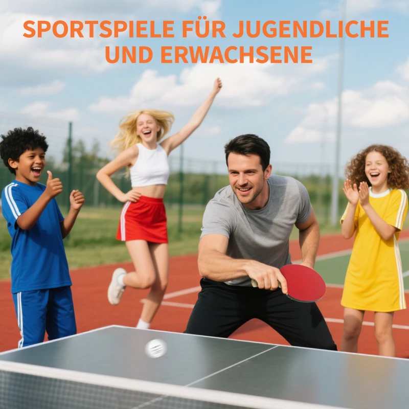 SPORTNOW Tafeltennisbatset met 4 tafeltennisbats, 8 tafeltennisballen en draagtas - Voor Binnen & Buiten