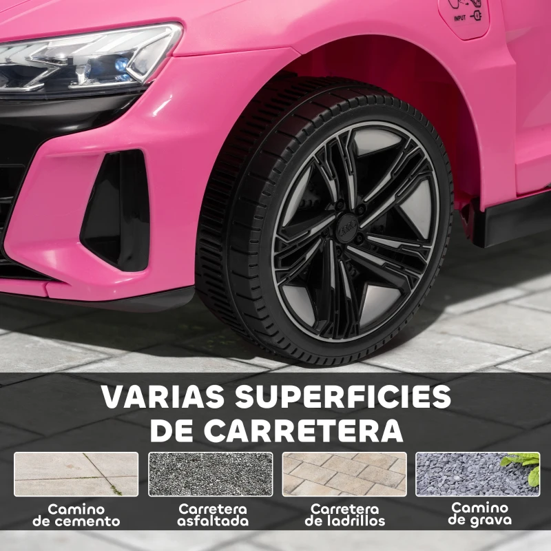 HOMCOM Coche Eléctrico para Niños de +3 Años AUDI RS e-tron GT Coche de Batería con Mando a Distancia 103x58x41 cm Rosa