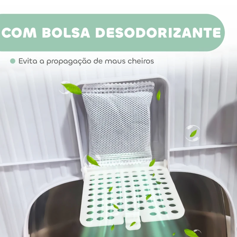 PawHut Caixa de Areia para Gatos Fechada com Entrada Frontal Saída Superior Tampa Amovível Bandeja e Pá 40,5x52,5x42,5 cm Verde