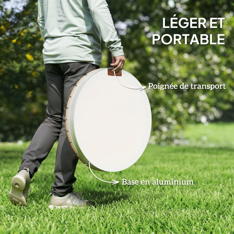 Outsunny Douche de jardin extérieure portable, douche de camping hauteur de fontaine réglable jusqu'à 4 m, Ø 70,5 cm(m-7)