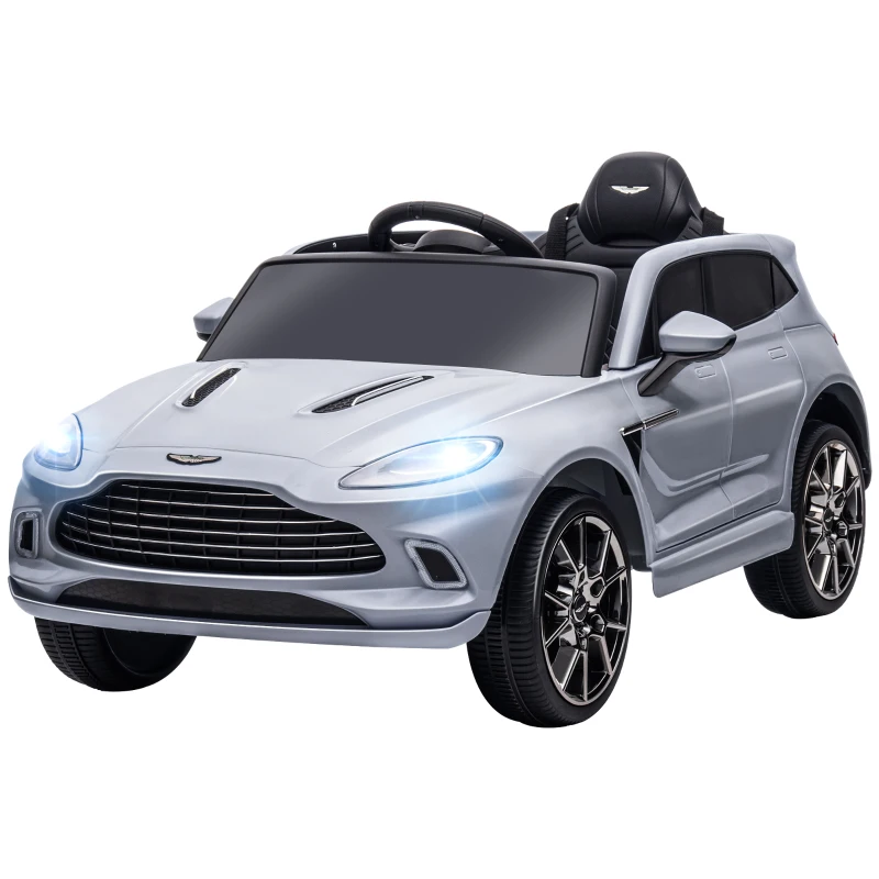 AIYAPLAY Aston Martin DBX Licensed Battery Powered Kids Electric Car, 12V Kids Ride on Car w/ Lights, Music Horn, Grey