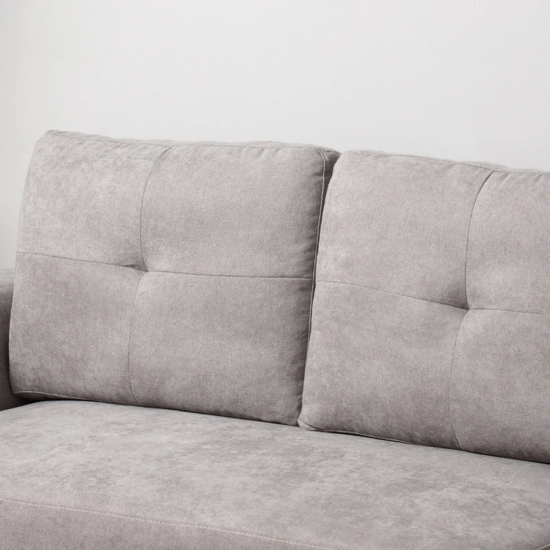 HOMCOM 3-Sitzer-Sofa mit Bettfunktion, Schlafsofa mit Chaiselongue, Polstersofa, Grau(m-8)