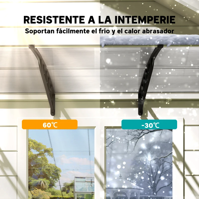 Outsunny Marquesina Exterior para Puertas y Ventanas 303x96 cm Tejadillo de Protección Policarbonato Transparente