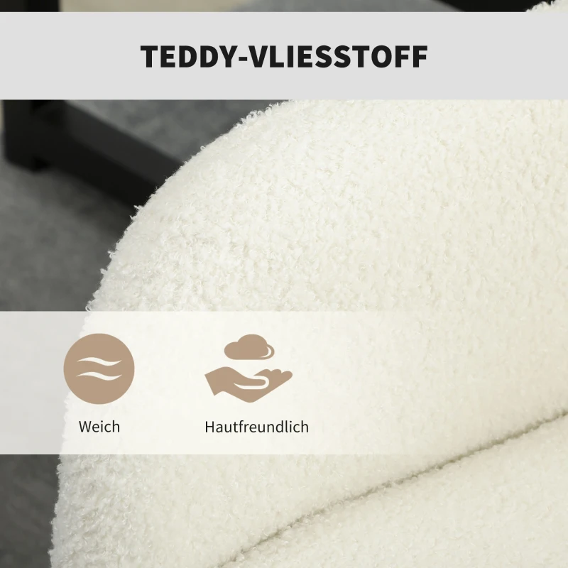 HOMCOM Drehbarer Bürostuhl mit Rollen, Schreibtischstuhl, Fleece-Stoff, Schaumstoff, höhenverstellbar, Homeoffice, Cremeweiß