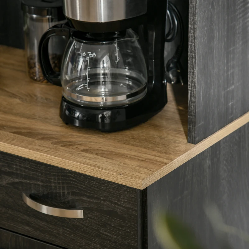 HOMCOM Armário de Cozinha Aparador de Sala de Jantar com 1 Gaveta 6 Portas e Prateleiras Ajustáveis Estilo Moderno 101x39x180 cm Preto e Madeira