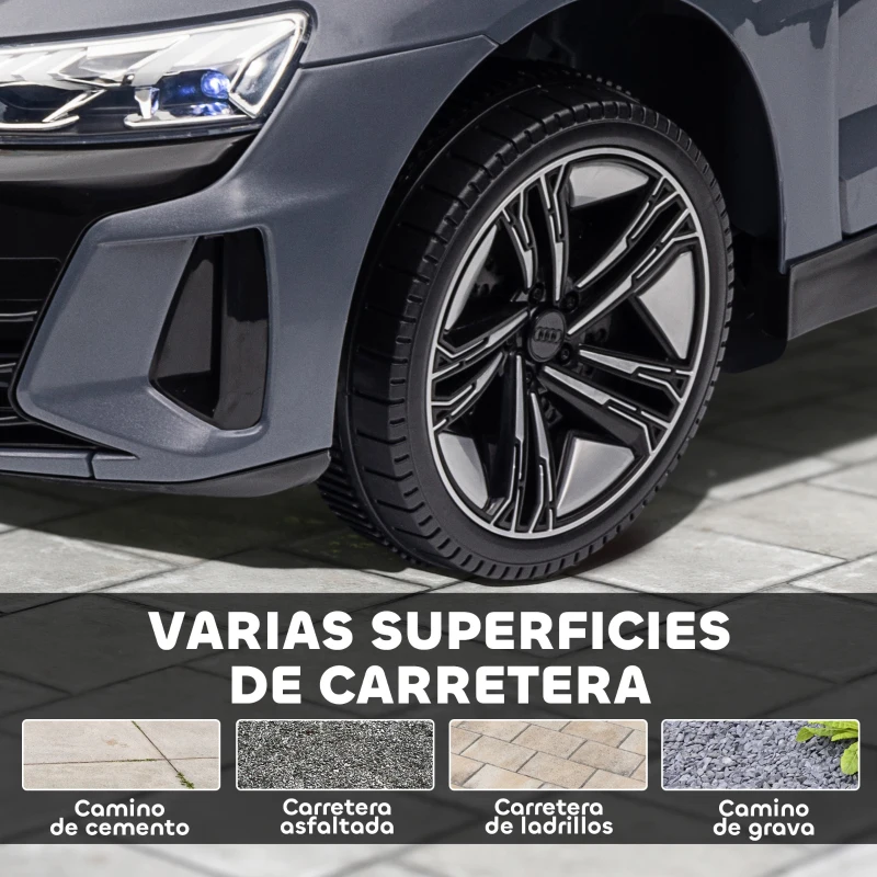 HOMCOM Coche Eléctrico para Niños de +3 Años AUDI RS e-tron GT Coche de Batería con Mando a Distancia 103x58x41 cm Gris