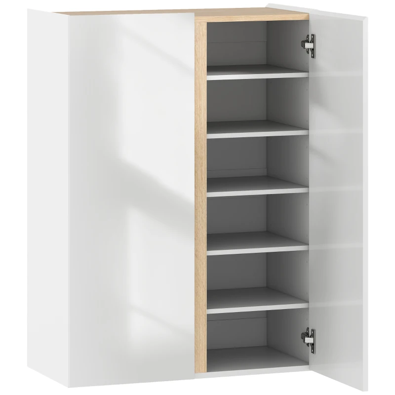 HOMCOM Armoire à chaussures avec fermeture en douceur, design à six niveaux sans poignées, jusqu'à 18 paires, pour couloir, entrée, bois, Blanc