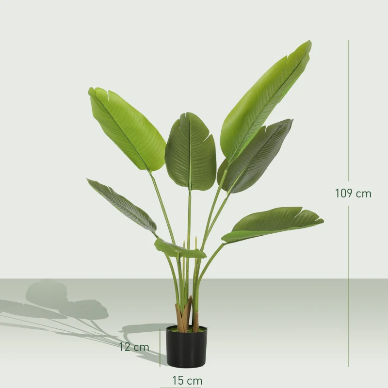 HOMCOM Plante artificielle intérieure 109 cm, arbre artificiel avec pot en plastique et terreau floqué, vert