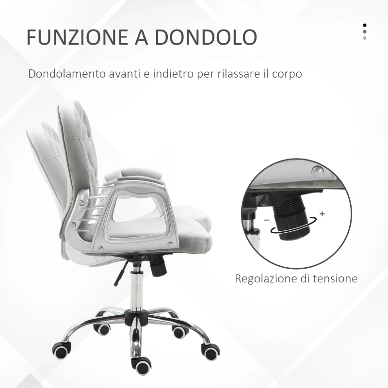 HOMCOM Sedia da Ufficio in Stile contemporaneo con Altezza Regolabile e Ruote Girevoli, 60x61x95105 cm, Grigia