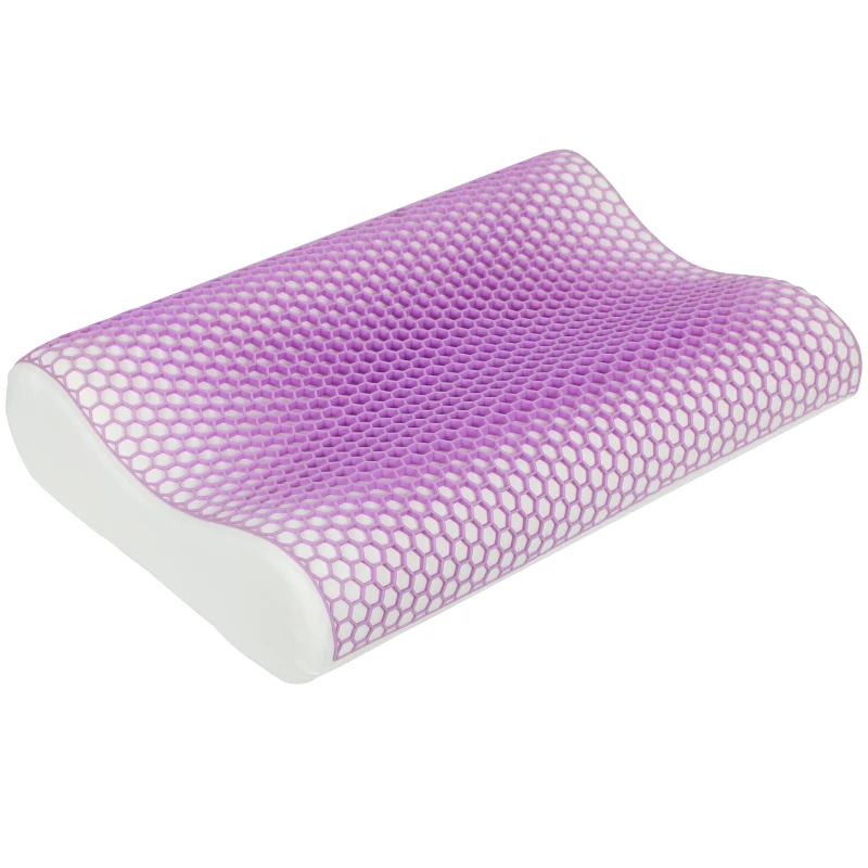 HOMCOM Memory Foam Pillow, Neck Support Pillow with Removable Cover, 2 Heights, Ergonomic, 2S Quick Responsive
