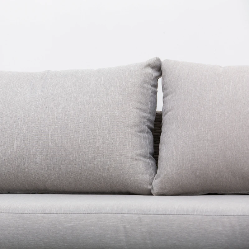 Outsunny Conjunto de Muebles Ratán de 3 Piezas Mesa de Centro Sofá Doble y Sofá de 3 Plazas con Cojines Extraíbles para Exterior Jardín Terraza Patio Acero Gris