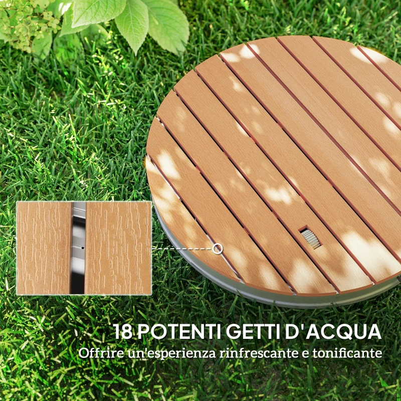 Outsunny Doccia da Giardino Portatile con Altezza Fino a 4 m e Getti d'Acqua Regolabili, Effetto Legno