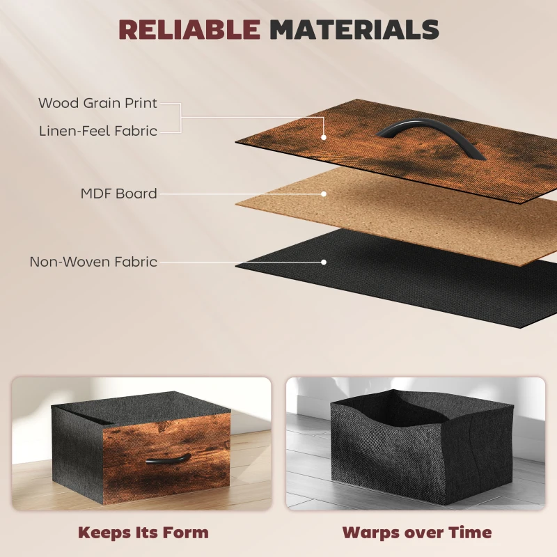 HOMCOM Chest of Eight Fabric Drawers - Rustic Brown