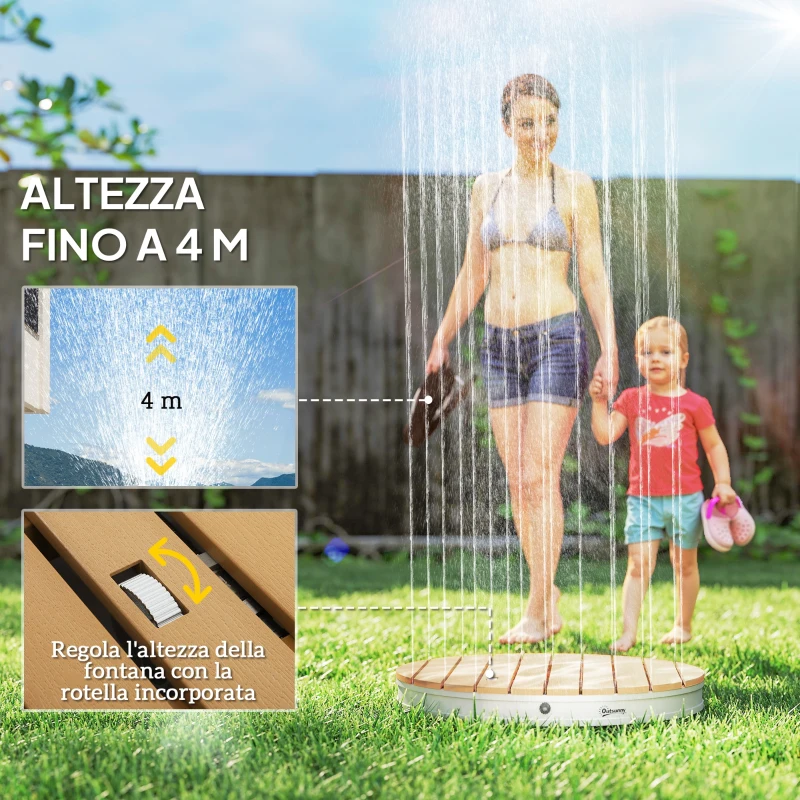 Outsunny Doccia da Giardino Portatile con Altezza Fino a 4 m e Getti d'Acqua Regolabili, Effetto Legno