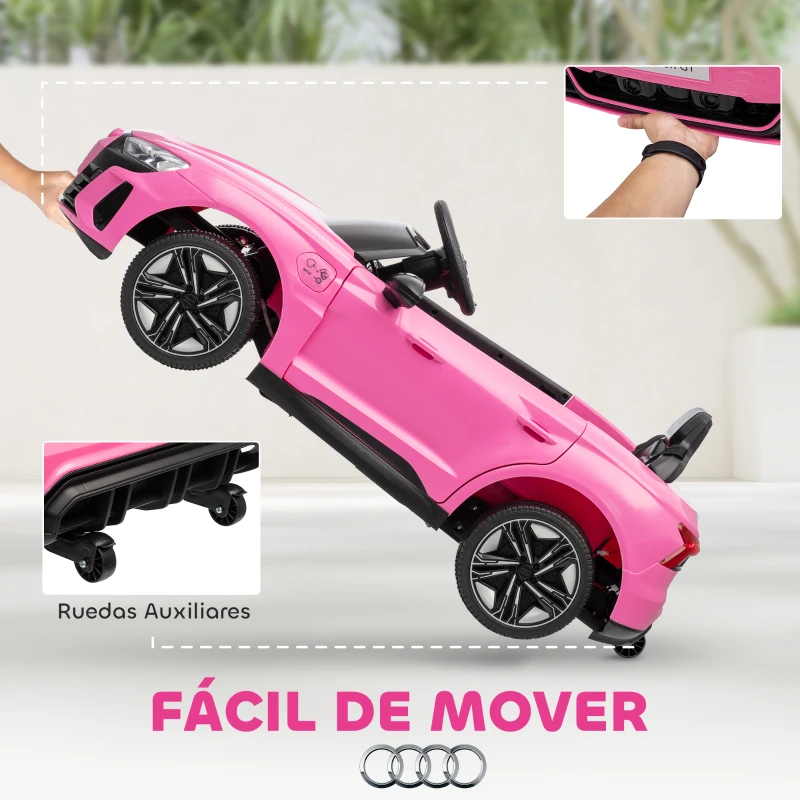 HOMCOM Coche Eléctrico para Niños de +3 Años AUDI RS e-tron GT Coche de Batería con Mando a Distancia 103x58x41 cm Rosa