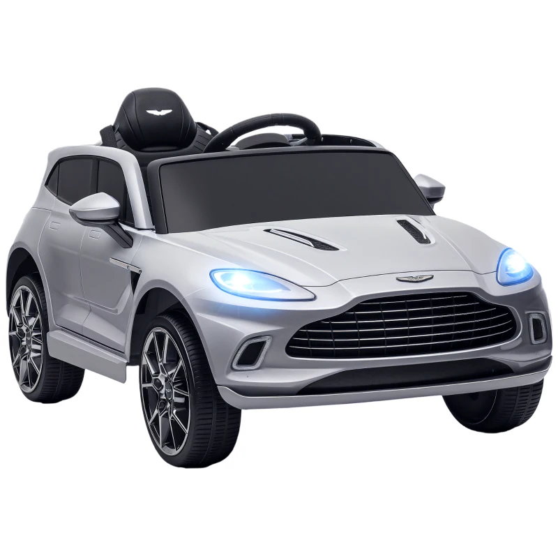 AIYAPLAY Aston Martin DBX Licensed Battery Powered Kids Electric Car, 12V Kids Ride on Car w/ Lights, Music Horn, Grey