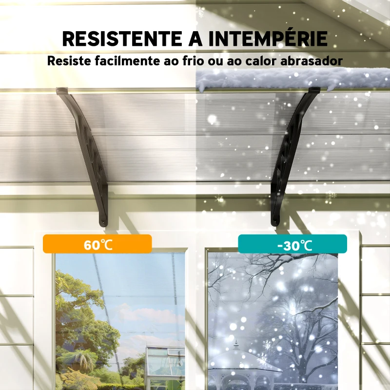 Outsunny Marquise de Proteção 303x96 cm Marquise Exterior para Portas e Janelas com Suporte Liga de Alumínio Policarbonato Transparente