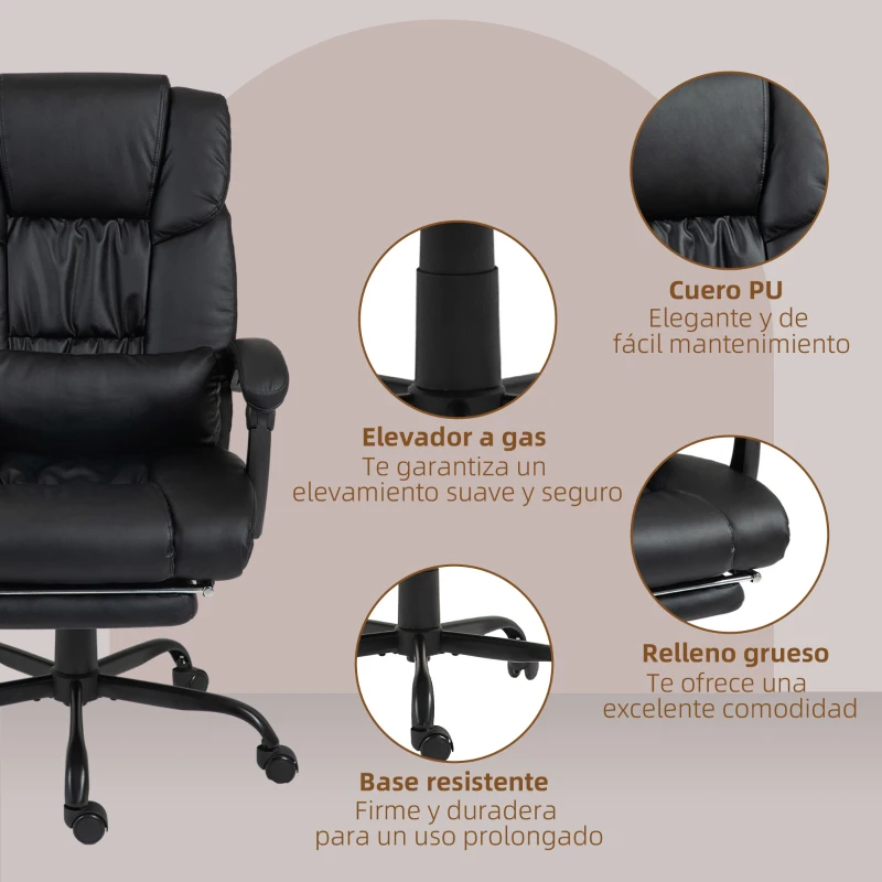 Vinsetto Silla de Oficina con Masaje de 6 Puntos Respaldo Alto Reclinable Altura Ajustable Reposapiés y Mando a Distancia Negro
