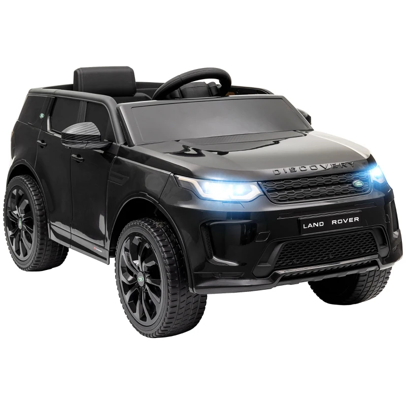 AIYAPLAY Macchina Elettrica per Bambini a Licenza Land Rover con Fari, Clacson e Cintura,106x65.5x51 cm, Nero