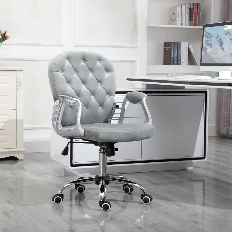 HOMCOM Sedia da Ufficio in Stile contemporaneo con Altezza Regolabile e Ruote Girevoli, 60x61x95105 cm, Grigia