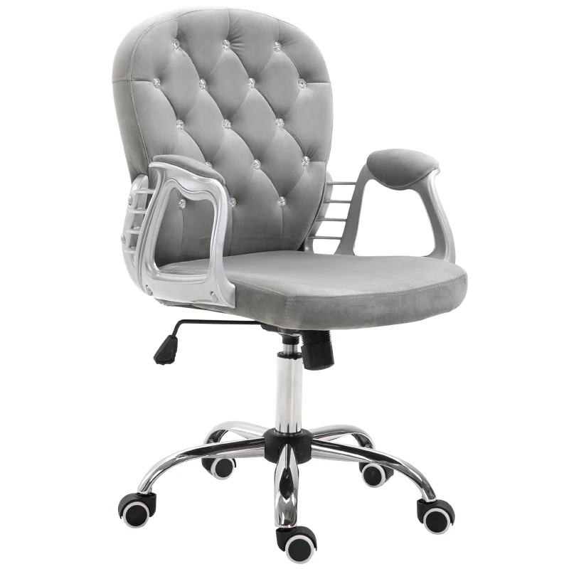 HOMCOM Sedia da Ufficio in Stile contemporaneo con Altezza Regolabile e Ruote Girevoli, 60x61x95105 cm, Grigia