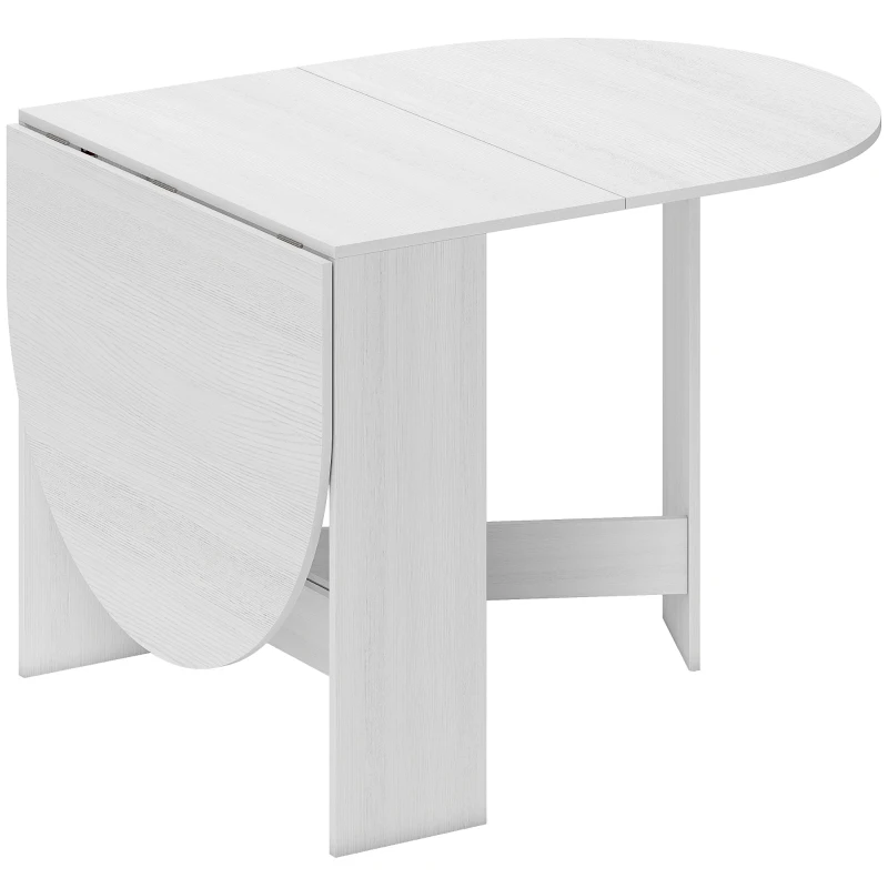 HOMCOM Mesa de Cozinha Dobrável Mesa de Jantar Dobrável Ovalada com Laterais Abatíveis Estilo Moderno 163x80x75 cm Branco