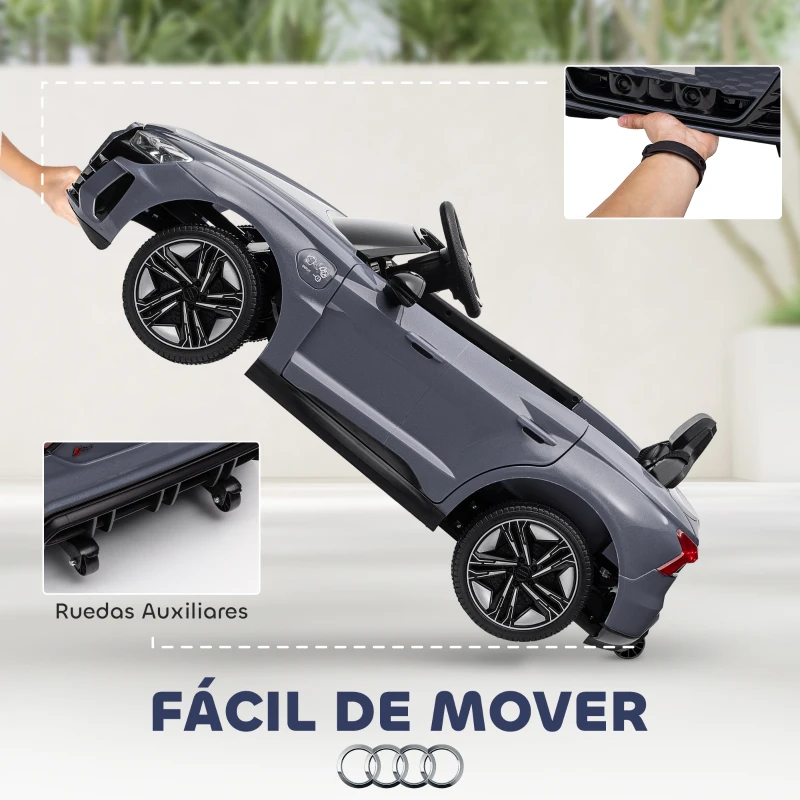 HOMCOM Coche Eléctrico para Niños de +3 Años AUDI RS e-tron GT Coche de Batería con Mando a Distancia 103x58x41 cm Gris