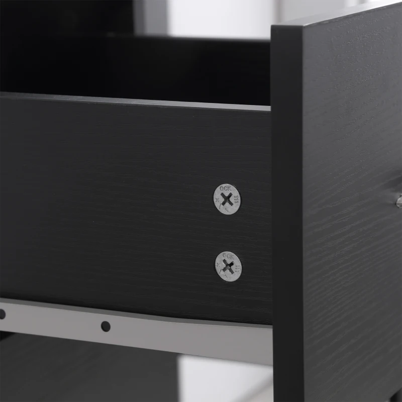 HOMCOM Mesa de Escritório com Armazenamento 120x50 cm Mesa de Computador Prateleiras e Gavetas para Espaços Pequenos Quarto Preto