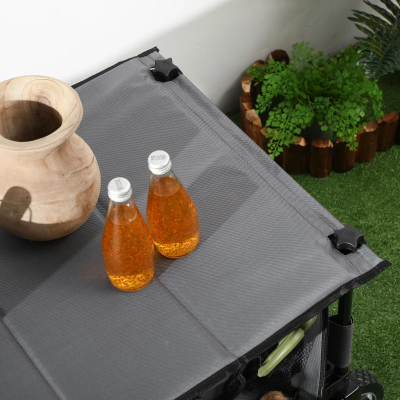 Outsunny Carrinho de Jardim Dobrável Lona Removível Pega Telescópica Inclinação Ajustável 5 Bolsos 108x55x93 cm Cinza Escuro