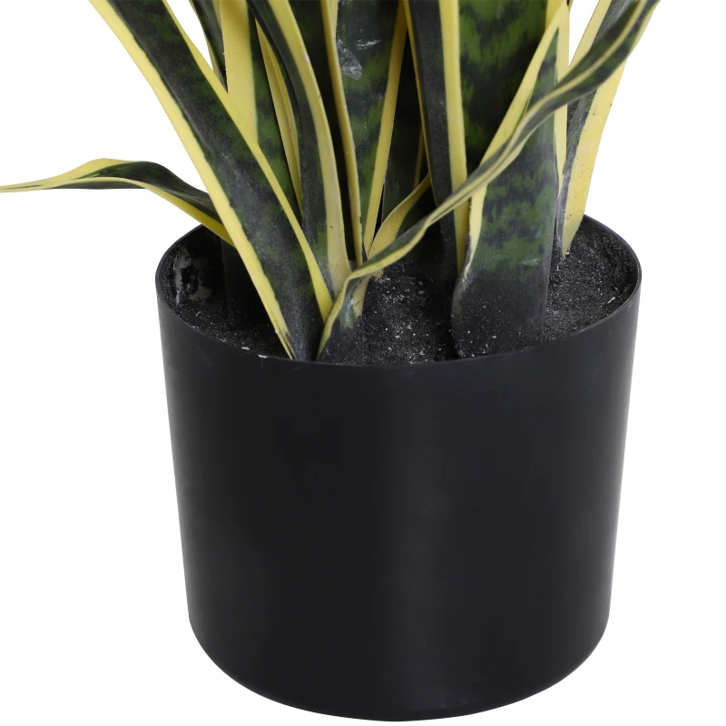 Outsunny Sanseveria Artificial Planta Falsa Realista com Vaso Ø15x80 cm Verde e Amarelo