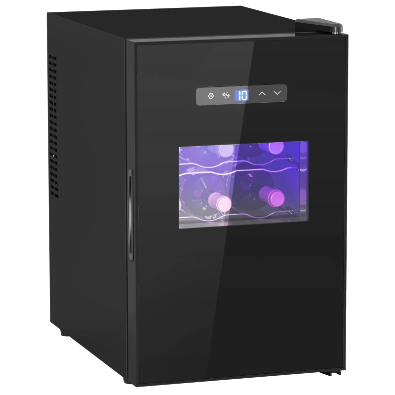 HOMCOM Cave À Vinho 15 Garrafas 39L Frigorífico para Bebidas Iluminação LED Temperatura Ajustável 8-18°C