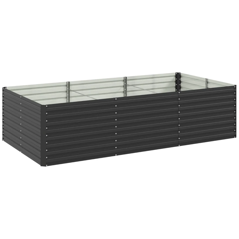Outsunny Jardineira Elevada Galvanizada Retangular para Exterior Fundo Aberto 240x120x60 cm Cinza