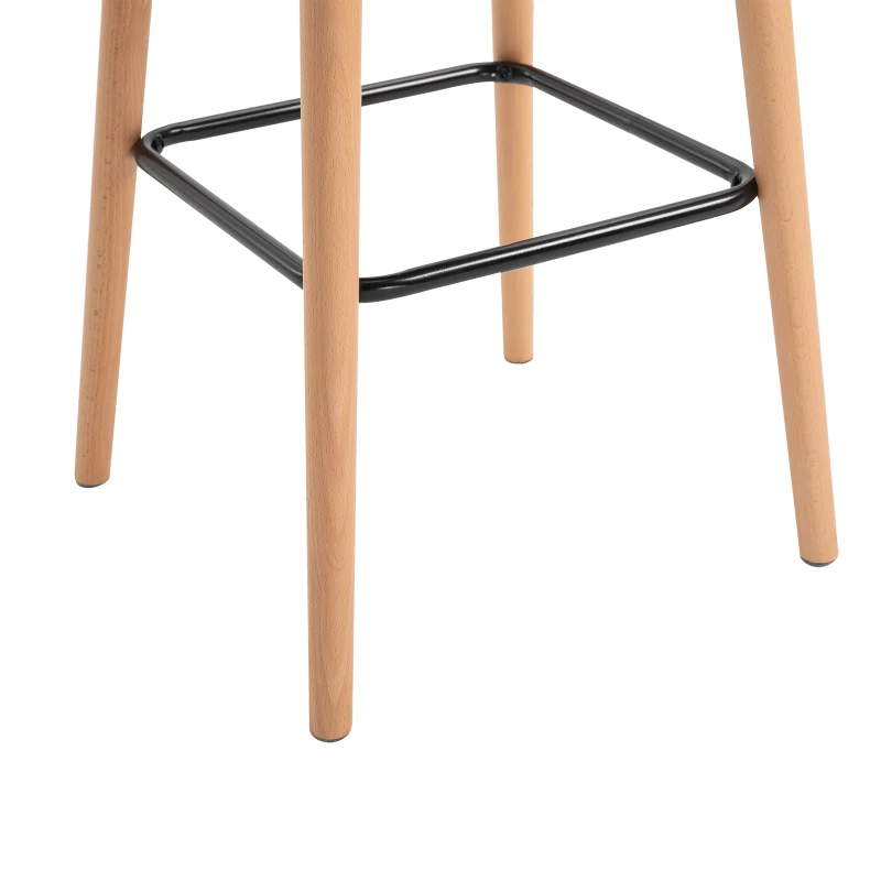 HOMCOM Bancos de Bar estilo Escandinavo Conjunto de 2 Bancos de Bar Conforto descanso para Os Pés e Braços Madeira Linho Cinza Escuro