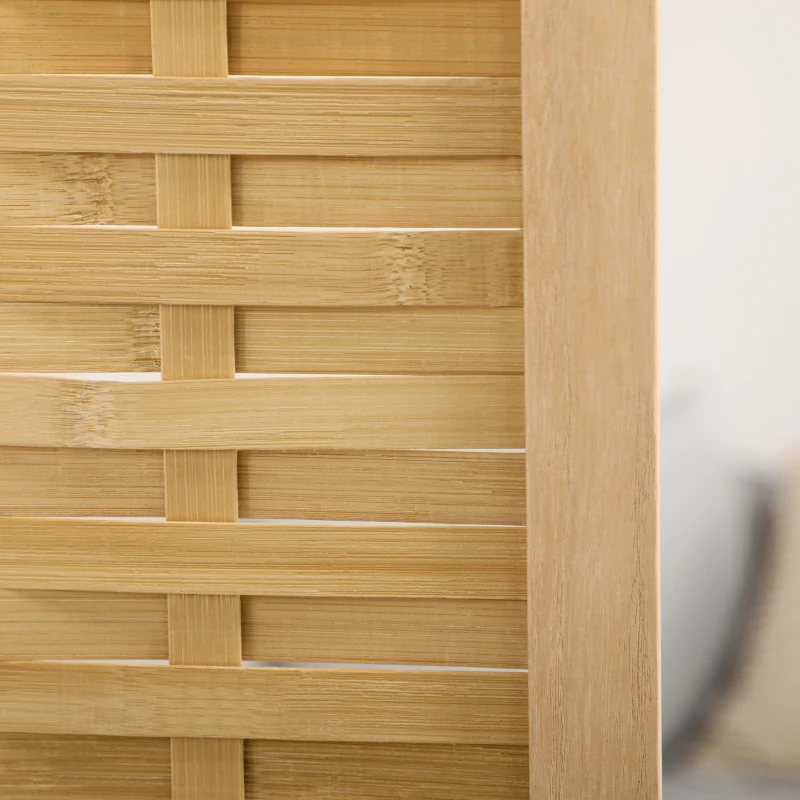 HOMCOM Biombo em Madeira Separador de Ambientes Biombo de Separação Dobrável 4 Painéis em Bambu 160x170 cm Natural Claro